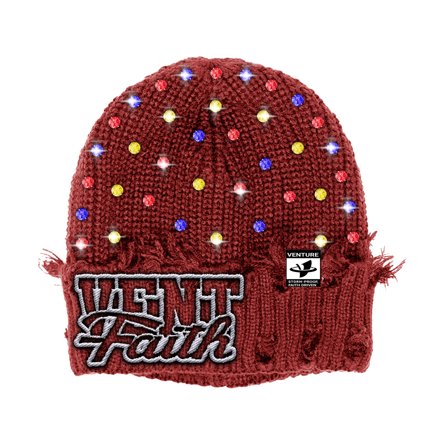 VENTURE FAITH/VENT™ RHINESTONE KNIT BEANIE (Burgundy)