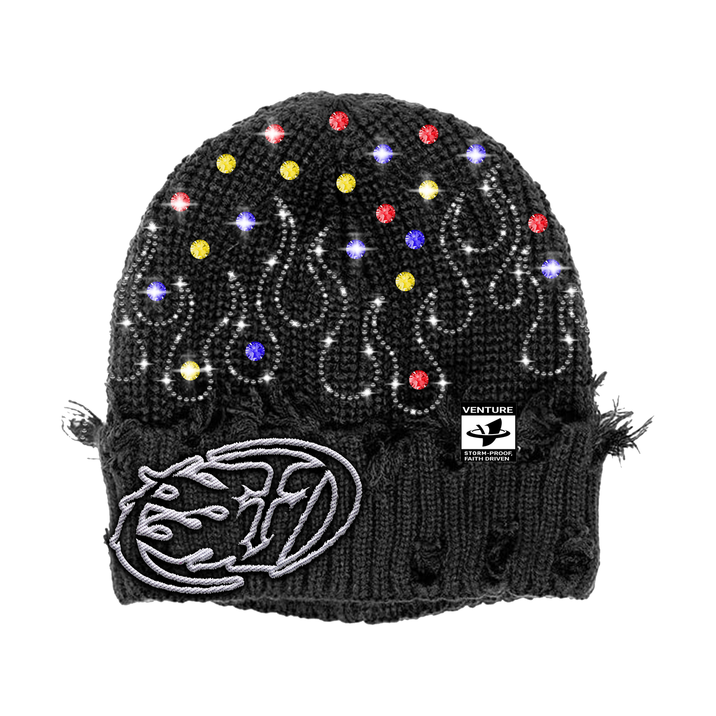 VENTURE™ RHINESTONE KNIT BEANIE (black)